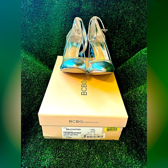 BCBGeneration “BG-Cynthia” Brand New in Box Heels, Size 11 M, Silver/Transparent - Picture 3 of 12